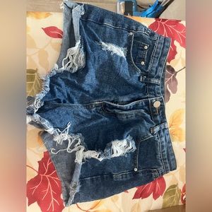 Shein ripped high waist shorts dark wash